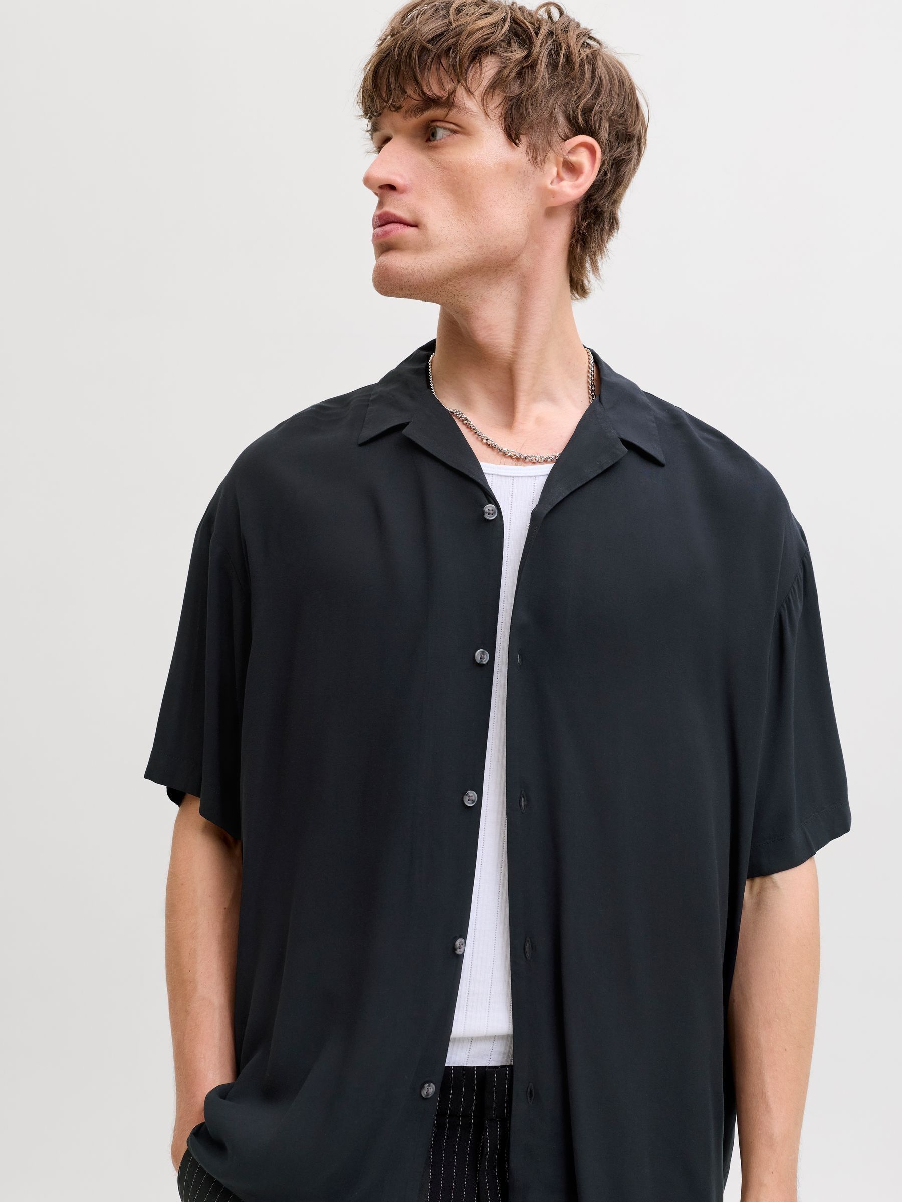 【Nala】Relax over shirt Black 今季購入☆ Buy JACK & JONES Black Viscose Resort Shirt from Next USA
