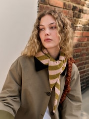 Green/Pink Stripe Small Triangle Scarf - Image 1 of 6