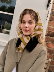 Green/Pink Stripe Small Triangle Scarf - Image 2 of 6