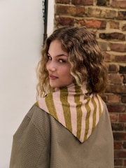 Green/Pink Stripe Small Triangle Scarf - Image 3 of 6