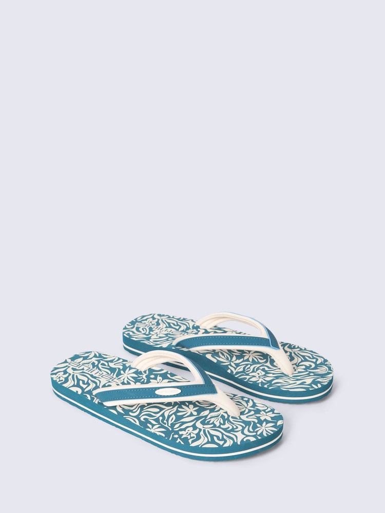 Animal Turquoise Blue Swish Flip Flops - Image 1 of 4