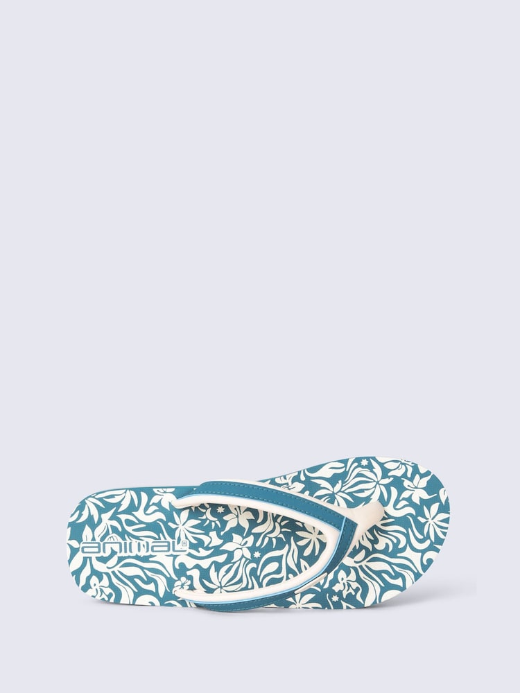 Animal Turquoise Blue Swish Flip Flops - Image 2 of 4