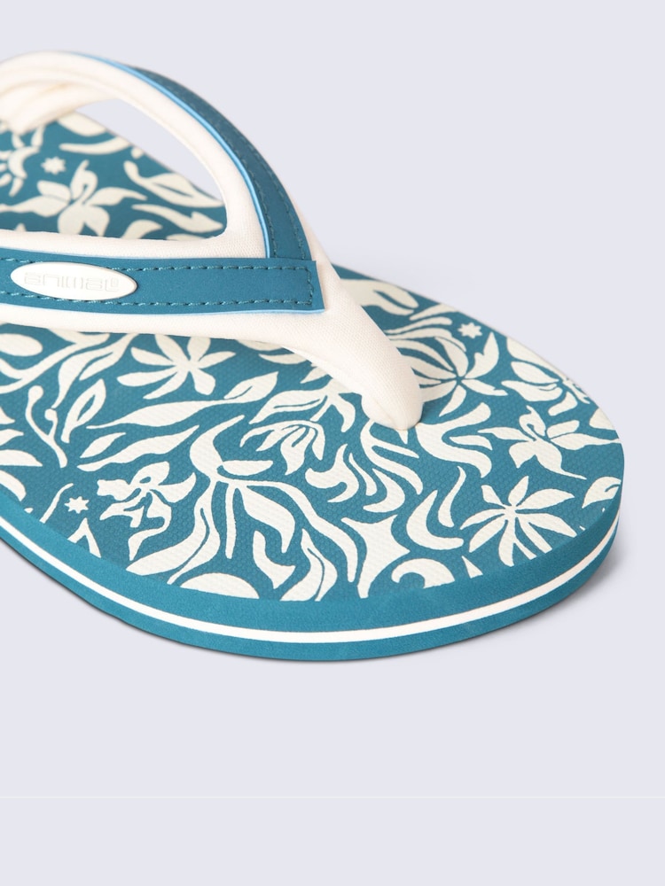 Animal Turquoise Blue Swish Flip Flops - Image 4 of 4