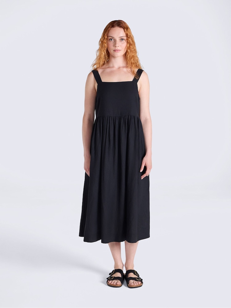Animal Black Linen Midi Dress - Image 1 of 4 Animal Black Linen Midi Dress - Image 1 of 4