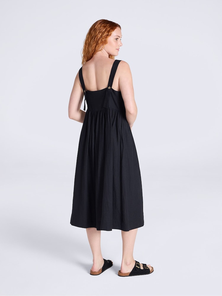 Animal Black Linen Midi Dress - Image 4 of 4 Animal Black Linen Midi Dress - Image 4 of 4