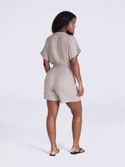 Animal Brown Linen Wrap Playsuit - Image 2 of 4
