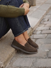 Linzi Brown Suede Apparel Slip-On Loafers - Image 1 of 5