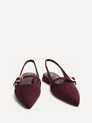 Linzi Red Align Pointed Toe Ballet Flats With Buckle Detail - Image 4 of 6