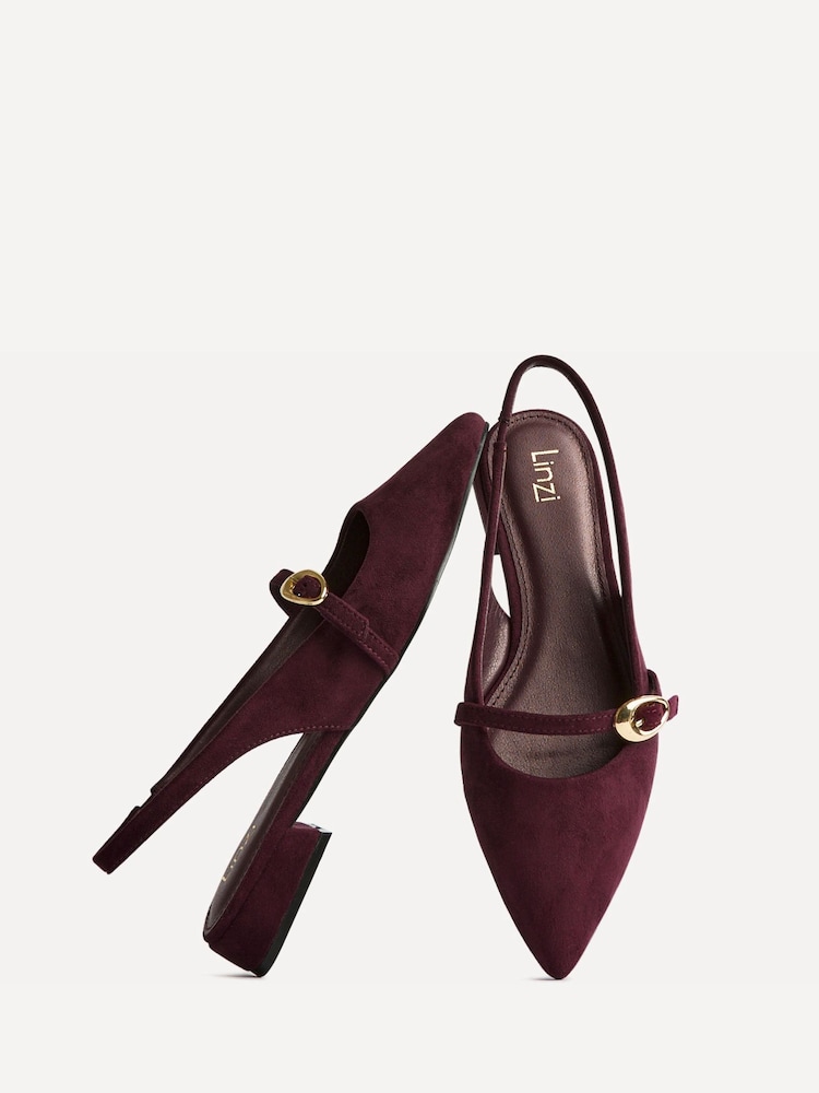 Linzi Red Align Pointed Toe Ballet Flats With Buckle Detail - Image 5 of 5 Linzi Red Align Pointed Toe Ballet Flats With Buckle Detail - Image 5 of 5