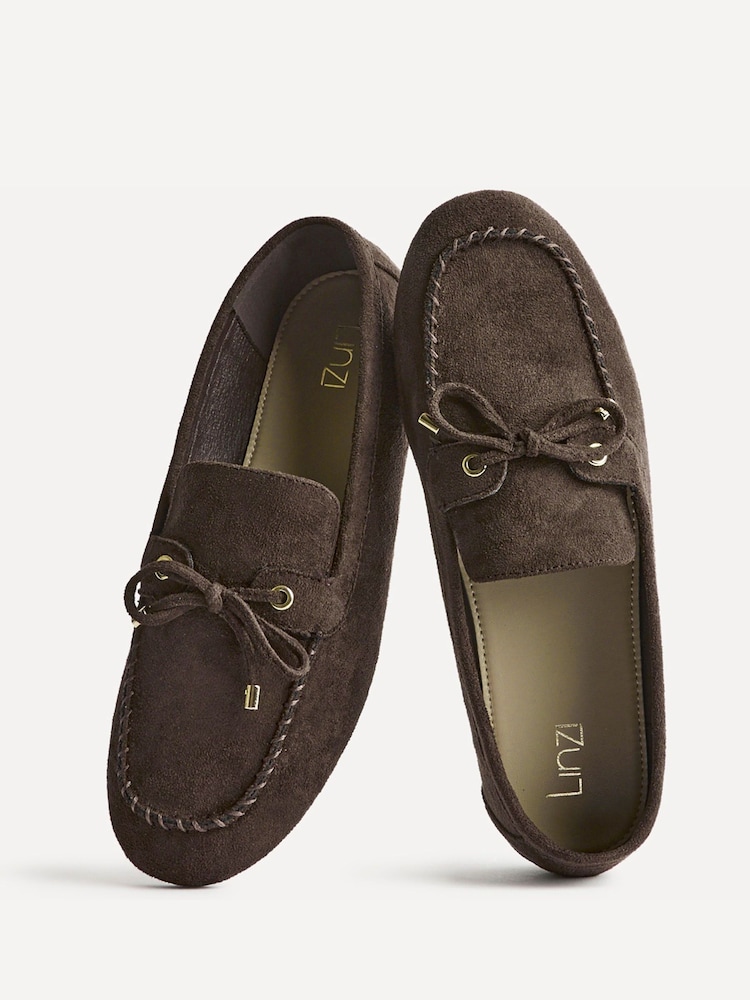 Linzi Brown Suede Relevant Boat Style Loafers - Image 5 of 5 Linzi Brown Suede Relevant Boat Style Loafers - Image 5 of 5
