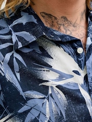 JACK & JONES Navy Blue Short Sleeve Printed Shirt - Image 4 of 7