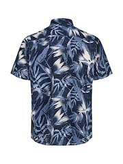 JACK & JONES Navy Blue Short Sleeve Printed Shirt - Image 7 of 7