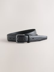Black Crocodile Embossed Leather Belt - Image 2 of 4