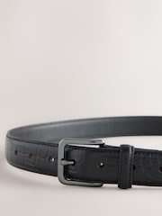 Black Crocodile Embossed Leather Belt - Image 3 of 4