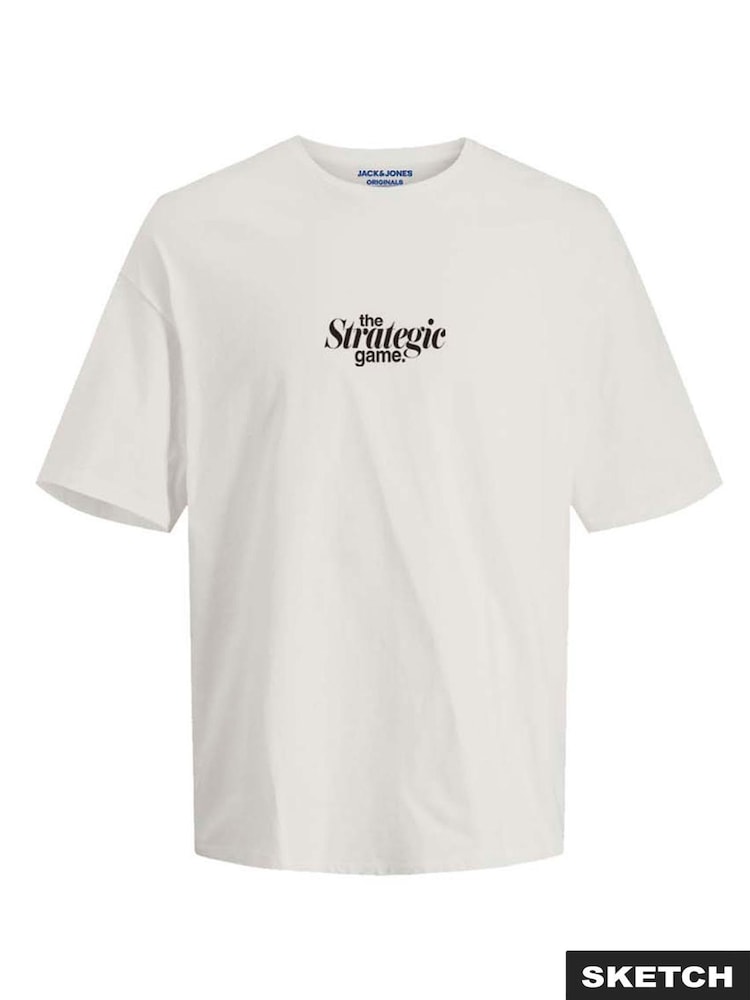 JACK & JONES White Backprint Football T-Shirt - Image 1 of 2 JACK & JONES White Backprint Football T-Shirt - Image 1 of 2