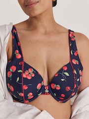 Simply Be Blue Cherry Print Underwired Bikini Top - Image 3 of 4