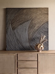 Libra Interiors Black Gold Effecten Wave Geometric Wall Art 120x120cm - Image 1 of 7