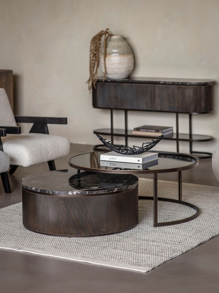 Libra Interiors Set of 2 Black Belvedere Nesting Coffee Table - Image 1 of 6 Libra Interiors Set of 2 Black Belvedere Nesting Coffee Table - Image 1 of 6