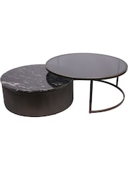 Libra Interiors Set of 2 Black Belvedere Nesting Coffee Table - Image 3 of 6