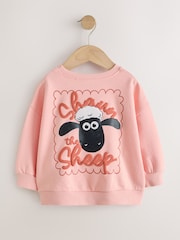 Coral Pink Shaun the Sheep Crew Neck Sweatshirt (9mths-7yrs) - Image 6 of 8