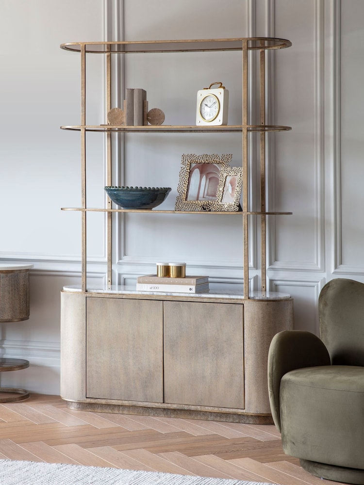 Libra Interiors Aged Gold Effect Belvedere Aged gold effect Shelving Unit With Storage - Image 1 of 4