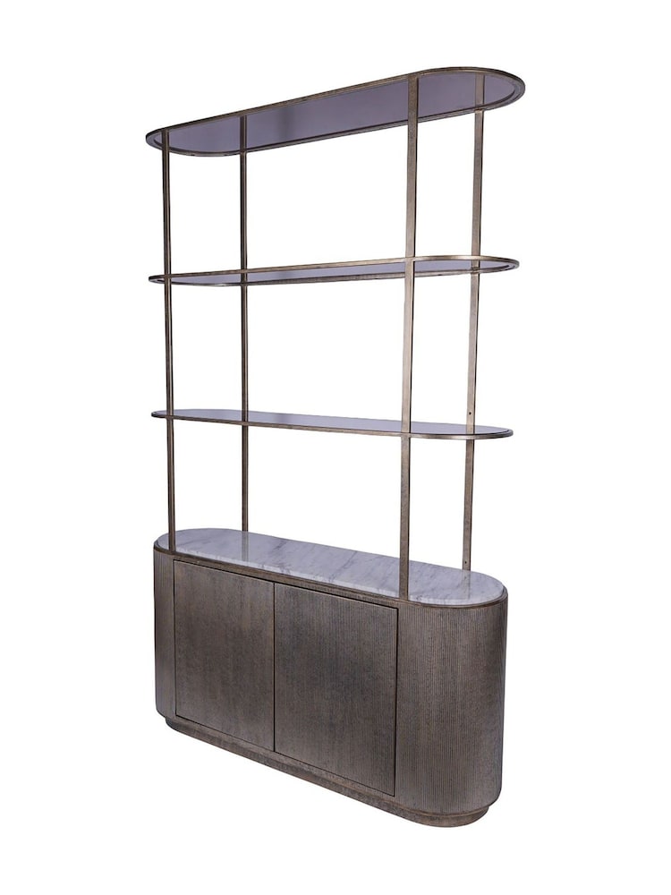 Libra Interiors Aged Gold Effect Belvedere Aged gold effect Shelving Unit With Storage - Image 2 of 4
