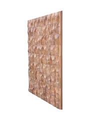 Libra Interiors Natural Carved Wooden Mosaic Geometric Wall Art 90x90cm - Image 2 of 5