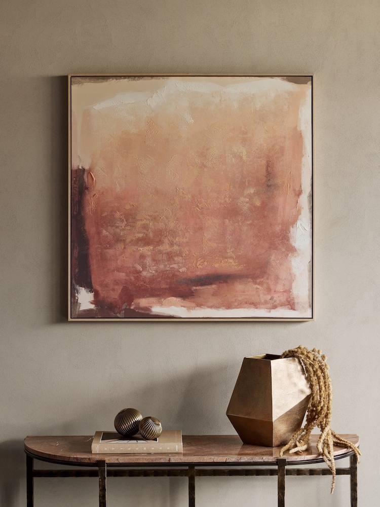 Libra Interiors Terracotta Terra Glow Hand Embellished Framed Canvas Wall Art 100x100cm - Image 1 of 7 Libra Interiors Terracotta Terra Glow Hand Embellished Framed Canvas Wall Art 100x100cm - Image 1 of 7