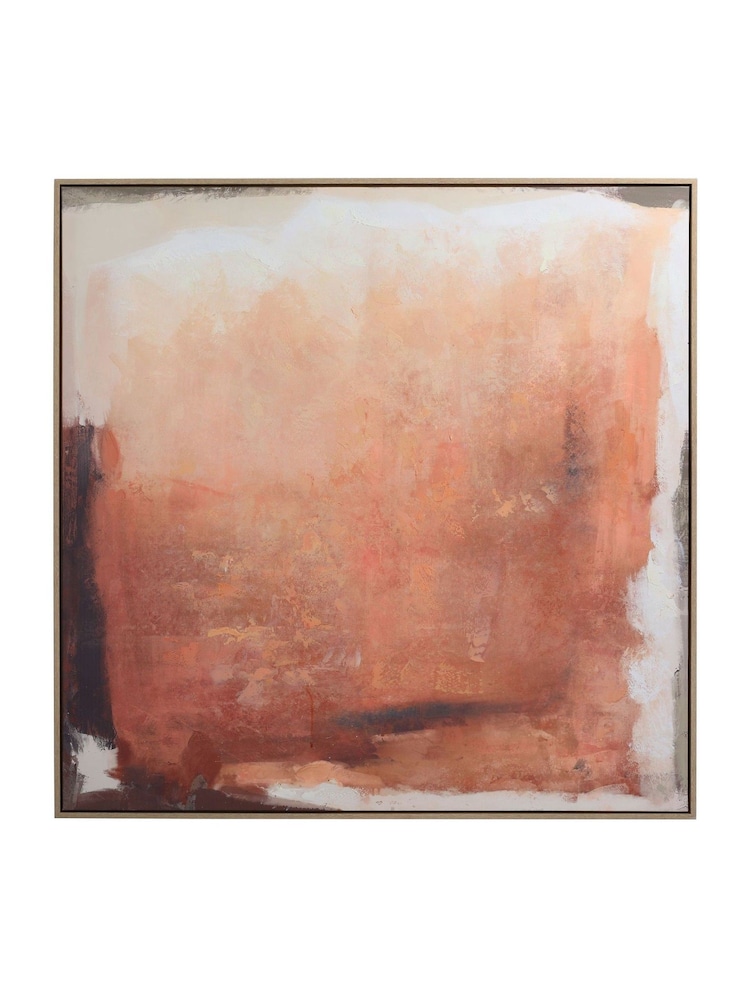 Libra Interiors Terracotta Terra Glow Hand Embellished Framed Canvas Wall Art 100x100cm - Image 2 of 7 Libra Interiors Terracotta Terra Glow Hand Embellished Framed Canvas Wall Art 100x100cm - Image 2 of 7