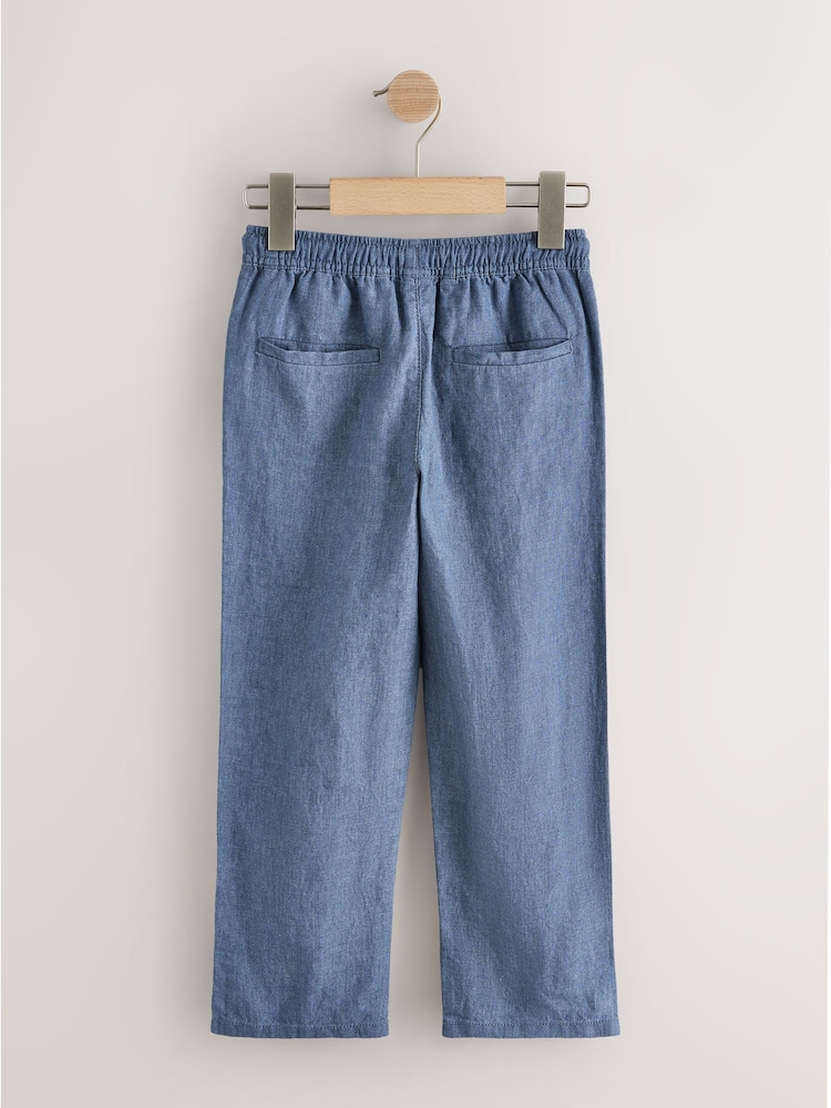 Көк - 100% Linen Pull On Trousers (3-16yrs) - 4суретінің 2 суреті