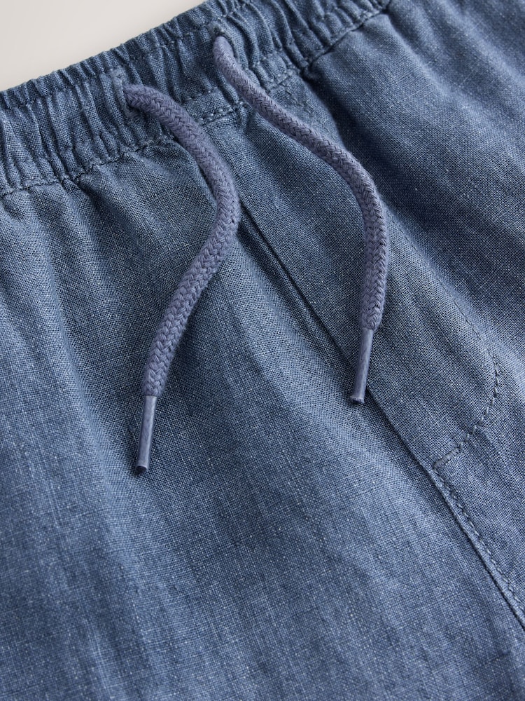 Көк - 100% Linen Pull On Trousers (3-16yrs) - 4суретінің 4 суреті