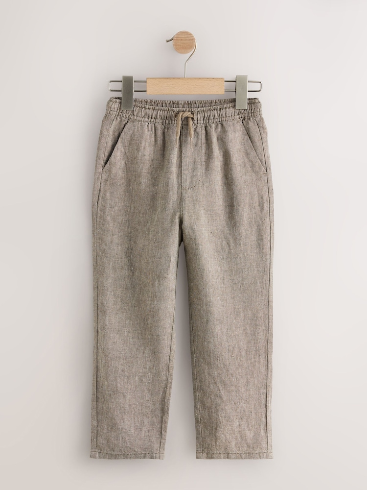 Сары қоңыр - 100% Linen Pull On Trousers (3-16yrs) - 4суретінің 1 суреті