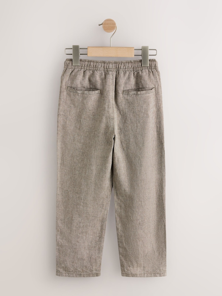 Сары қоңыр - 100% Linen Pull On Trousers (3-16yrs) - 4суретінің 2 суреті