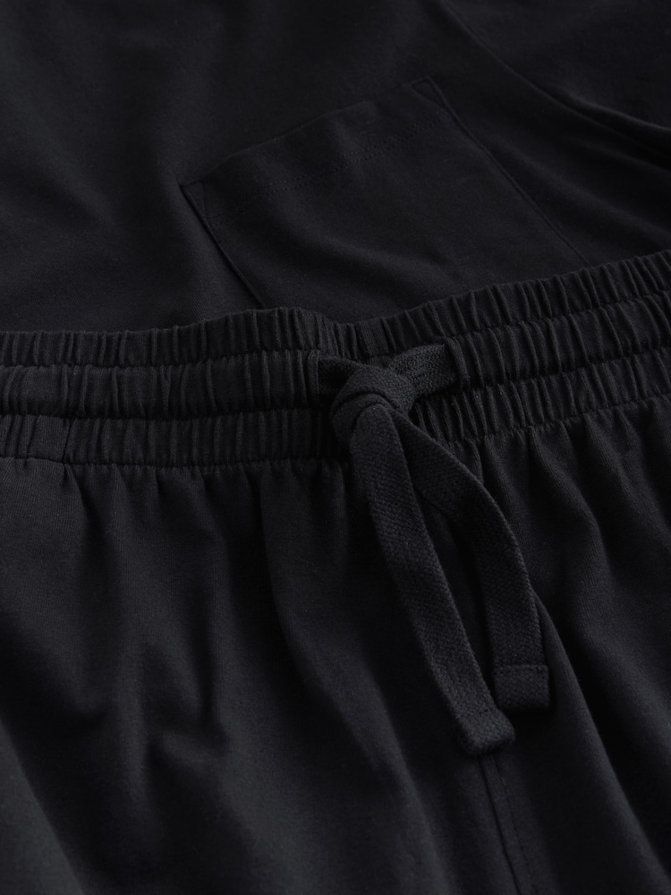 Black Short Sleeve Jersey Pyjamas Set - Image 12 of 12 Black Short Sleeve Jersey Pyjamas Set - Image 12 of 12