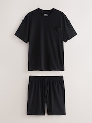 Black Short Sleeve Jersey Pyjamas Set - Image 8 of 12