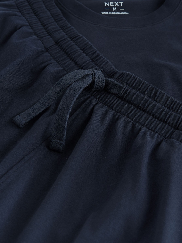 Navy Blue Short Sleeve Jersey Pyjamas Set - Image 12 of 12 Navy Blue Short Sleeve Jersey Pyjamas Set - Image 12 of 12
