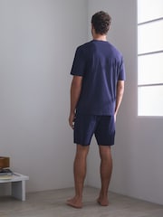 Tünd göy - qısaqol formalı Pyjamas Set - 7şəkildən 4 şəkil