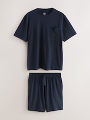 Navy Blue Short Sleeve Jersey Pyjamas Set - Image 8 of 12