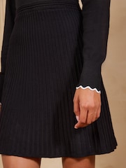 Love & Roses Black Lace Collared Tie Detail Knitted Mini Dress - Image 5 of 5