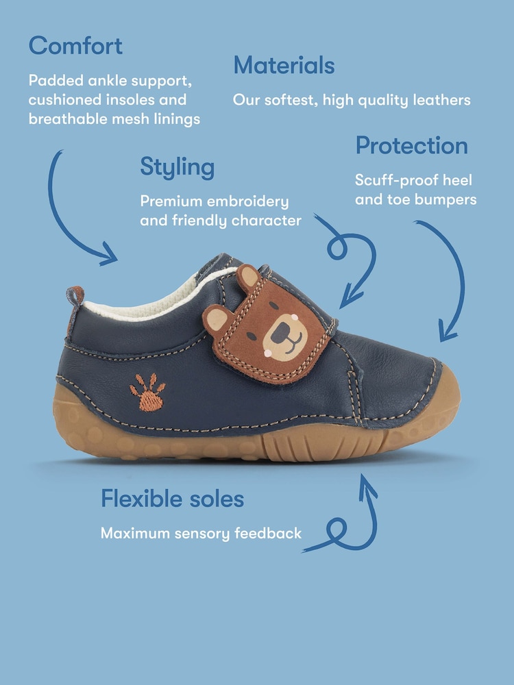 Start-Rite Blue Bear Hug Babies Rip-Tape Closed Pre-Walker Shoes With Bear Motif - Image 8 of 8 Start-Rite Blue Bear Hug Babies Rip-Tape Closed Pre-Walker Shoes With Bear Motif - Image 8 of 8
