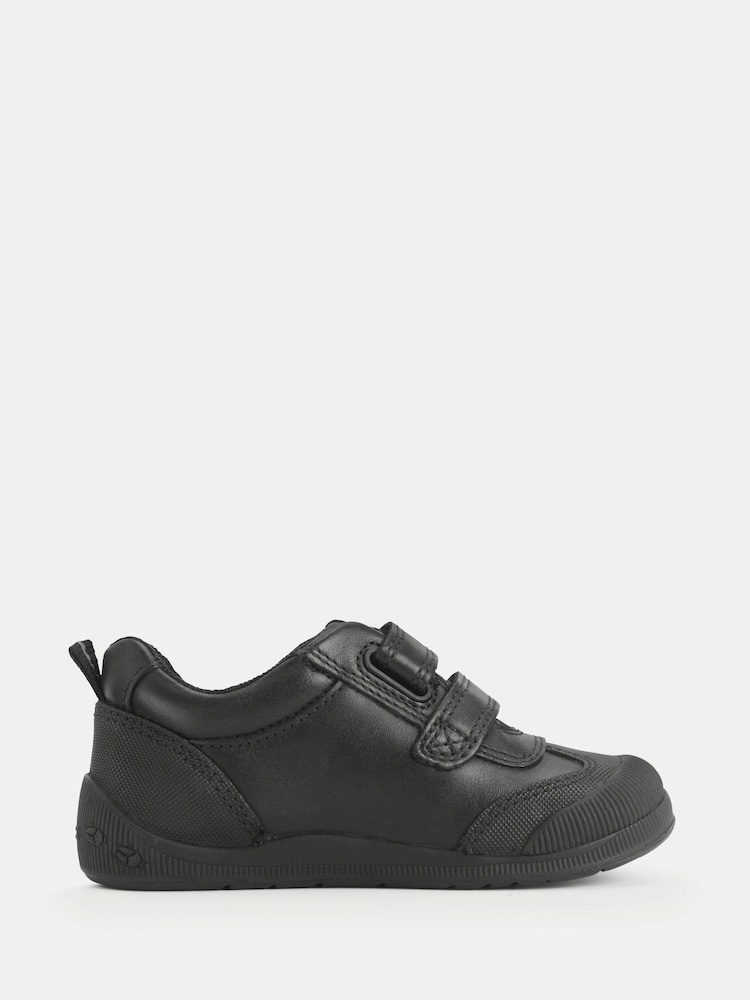 Start-Rite Black Hat-Trick Football Themed Scuff-Resistant Double Rip-Tape School Shoes - Image 2 of 6 Start-Rite Black Hat-Trick Football Themed Scuff-Resistant Double Rip-Tape School Shoes - Image 2 of 6
