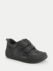 Start-Rite Black Hat-Trick Football Themed Scuff-Resistant Double Rip-Tape School Shoes - Image 3 of 6
