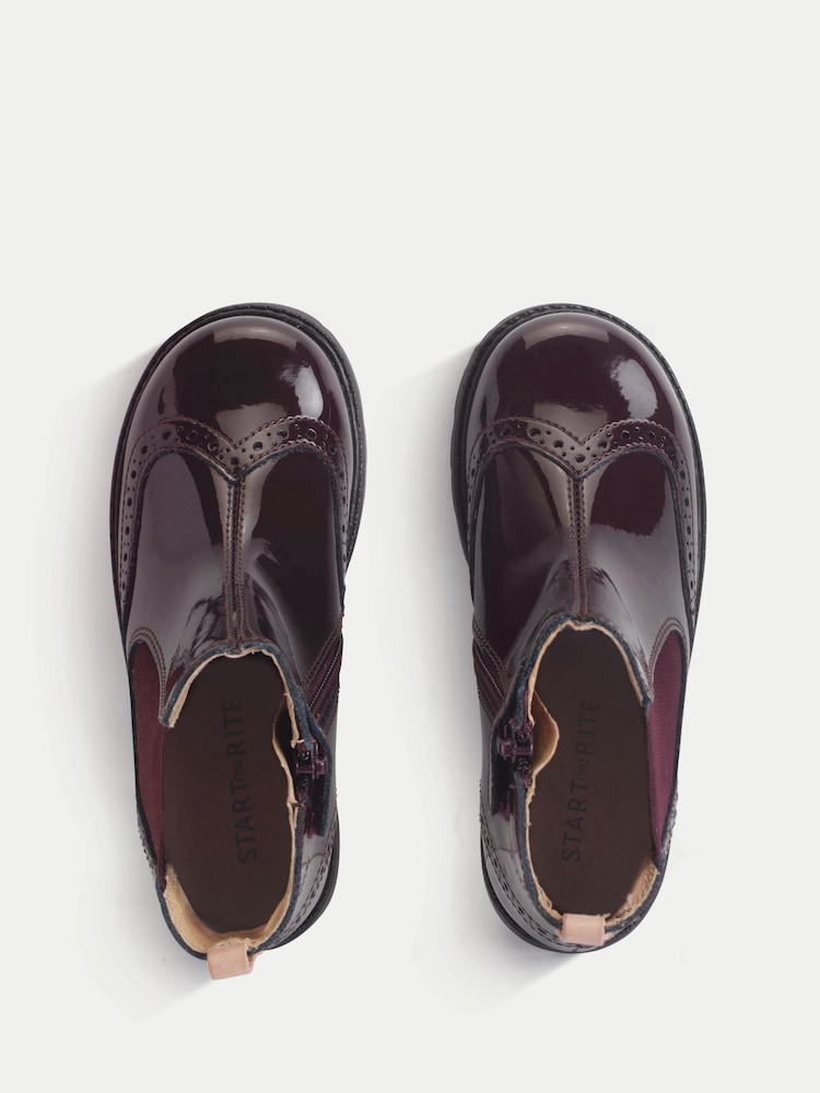 Start Rite Purple Patent Leather Zip-Up Chelsea Boots - Image 2 of 5