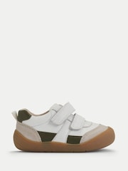 Start-Rite White Duel Double Bar Rip-Tape Sporty Trainer Style First Walking Shoes - Image 1 of 7
