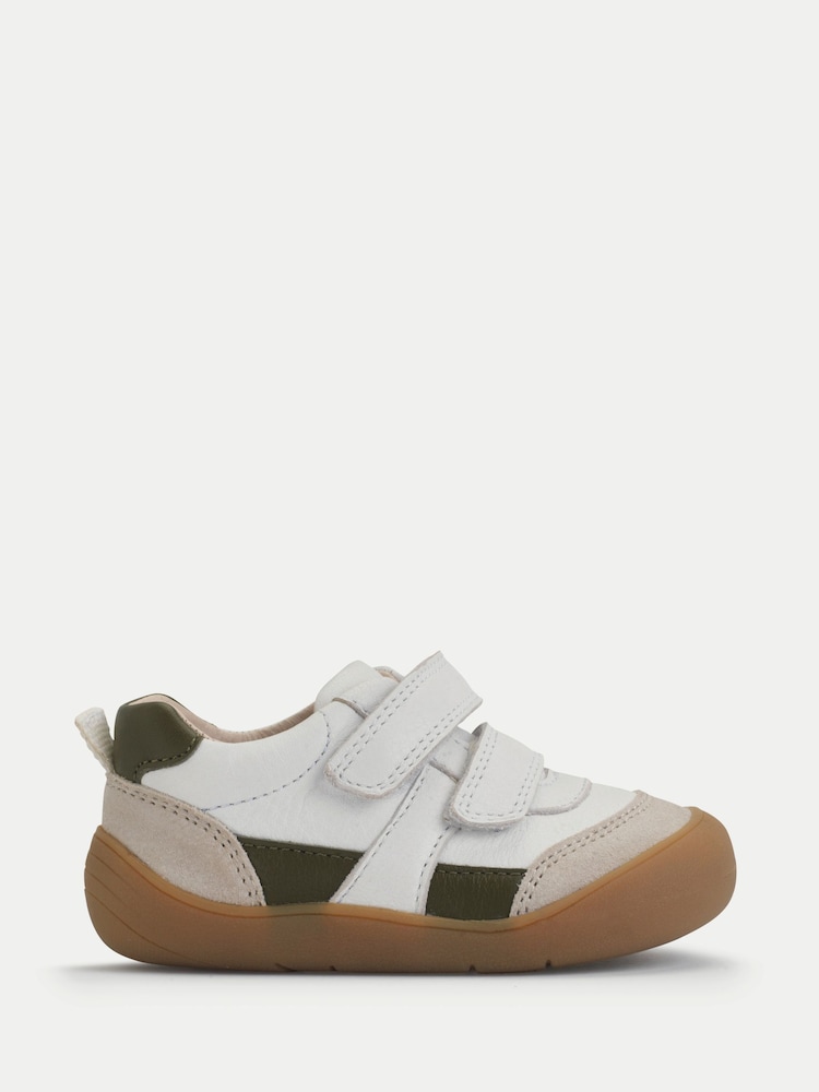Start-Rite White Duel Double Bar Rip-Tape Sporty Trainer Style First Walking Shoes - Image 1 of 7