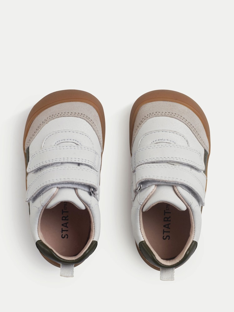 Start-Rite White Duel Double Bar Rip-Tape Sporty Trainer Style First Walking Shoes - Image 2 of 7