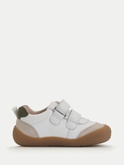 Start-Rite White Duel Double Bar Rip-Tape Sporty Trainer Style First Walking Shoes - Image 4 of 7