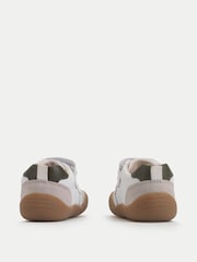 Start-Rite White Duel Double Bar Rip-Tape Sporty Trainer Style First Walking Shoes - Image 6 of 7