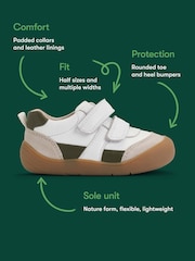 Start-Rite White Duel Double Bar Rip-Tape Sporty Trainer Style First Walking Shoes - Image 7 of 7