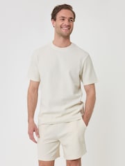 Threadbare Cream Ribbed Shorts - Image 1 of 4